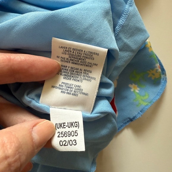 Y2K Tommy Hilfiger Hawaiian Spaghetti Strap Coastal Blue and Red Camisole Large - Picture 10 of 10